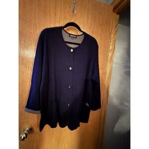 Jones New York Navy Blue Knit Sweater Jacket Blazer With Pockets - Womens  Sz 3X